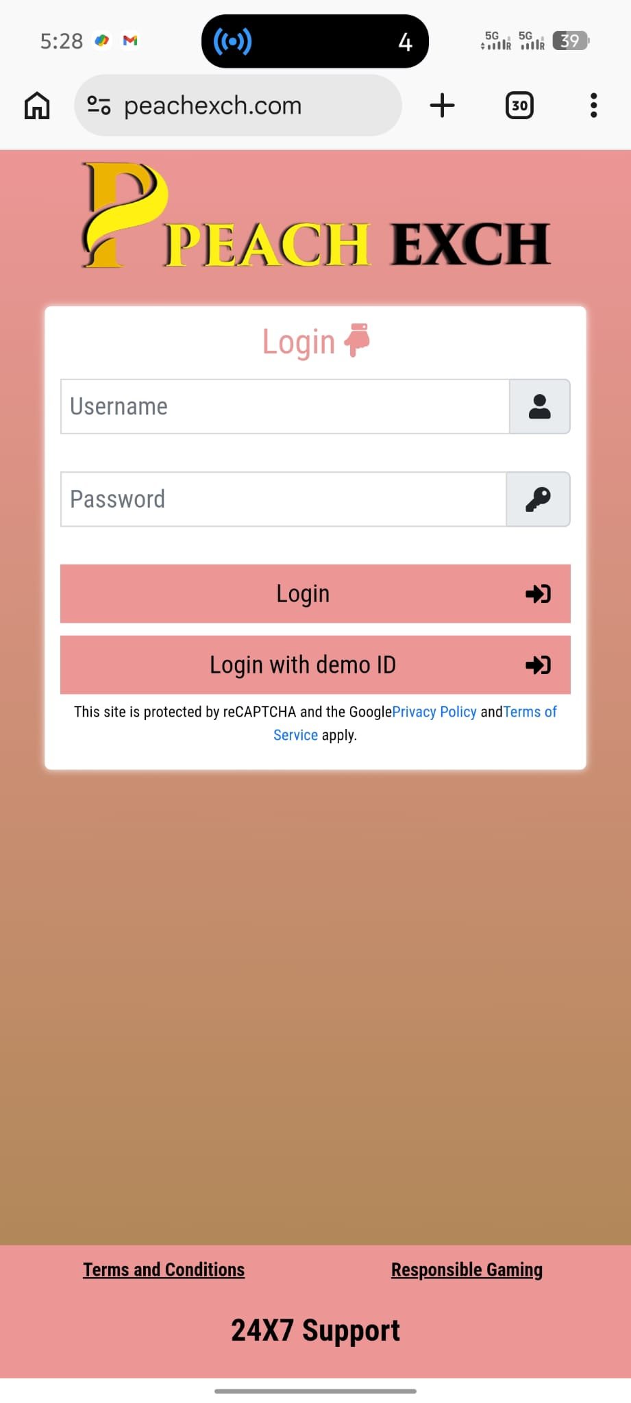 PeachExch Platform Screenshot
